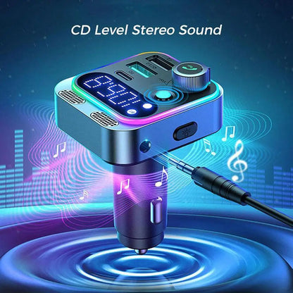 Bluetooth FM Transmitter, 48W Fast Charging, Hands-Free Calling, MP3 Playback