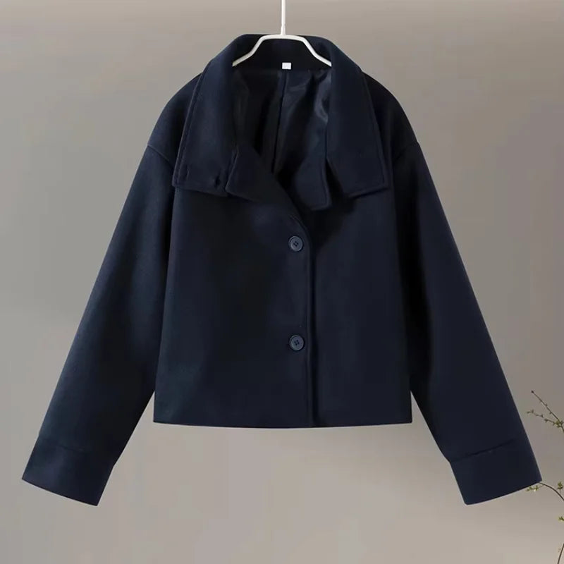 Women's Stand Collar Wool-Blend Coat