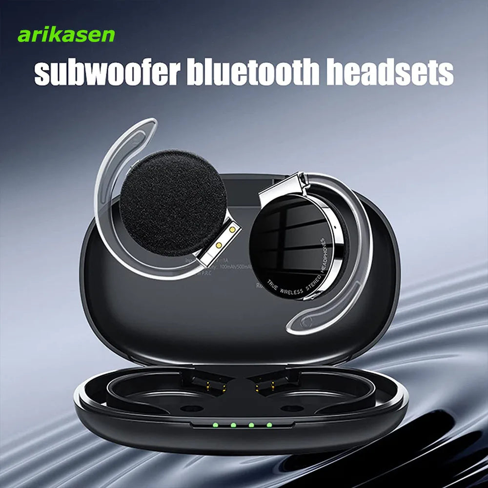 Open Ear Headphones TWS Wireless Bluetooth Earphones Noise Cancelling Microphones Headsets with Lights for Night Runnning Sport