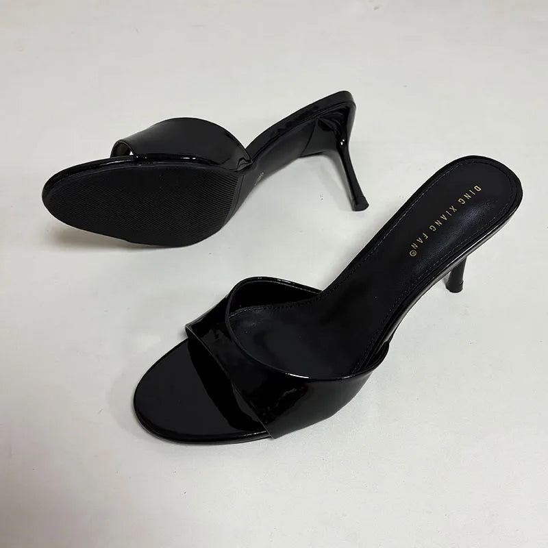Women's Heeled Sliders | Elegant Thin Heel Slide Sandals