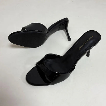 Women's Heeled Sliders | Elegant Thin Heel Slide Sandals
