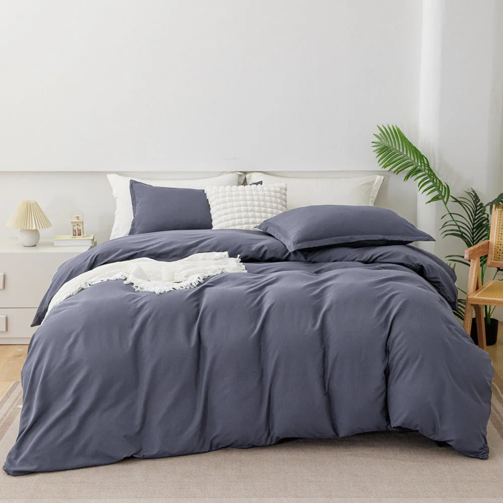 Lifeideas Linen-Style Sheet Set - 4-Piece, Silver-Grey, Easy-Care Polyester Blend