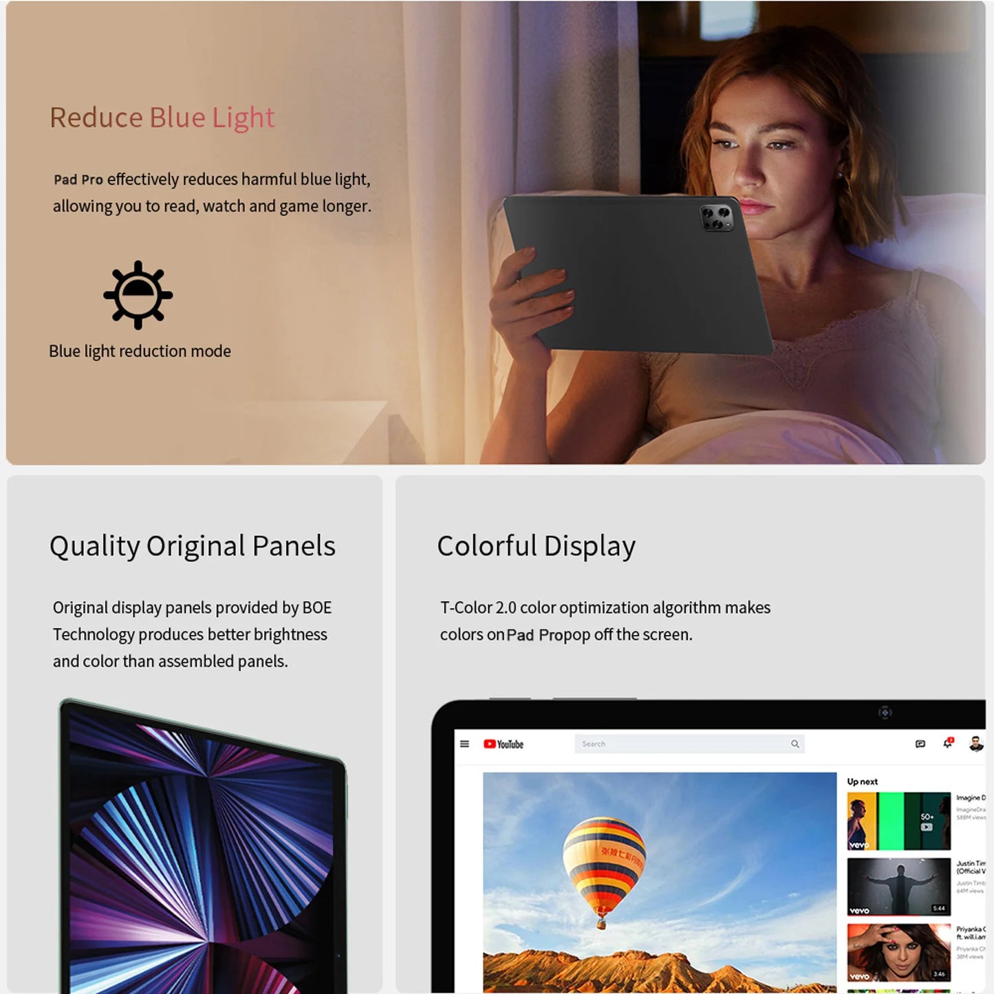 P37 Global Version 10.1 Inch Tablets Octa Core Android 11, 4GB+64GB,