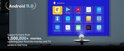 XGODY 350 ANSI Lumens 4K Portable Android Projector with WiFi 6, Bluetooth, & 50% Zoom