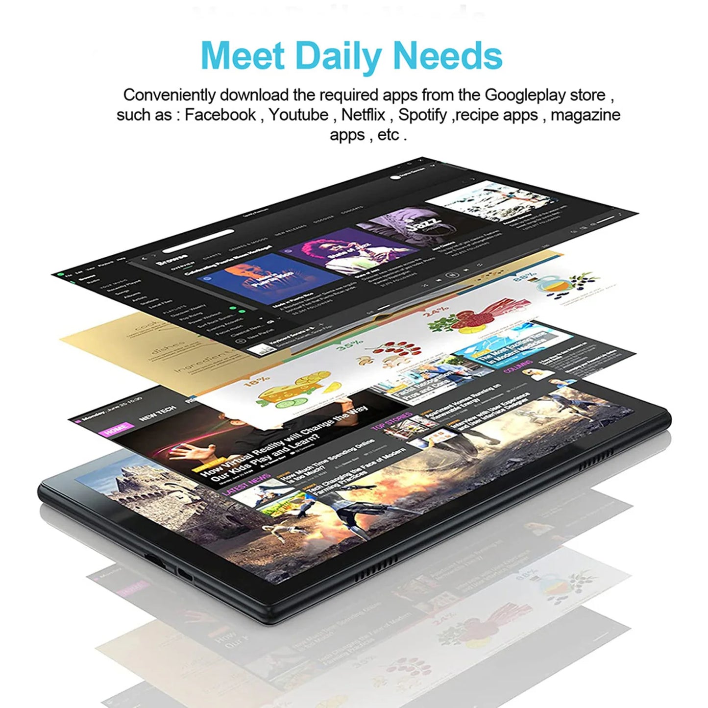 P37 Global Version 10.1 Inch Tablets Octa Core Android 11, 4GB+64GB,