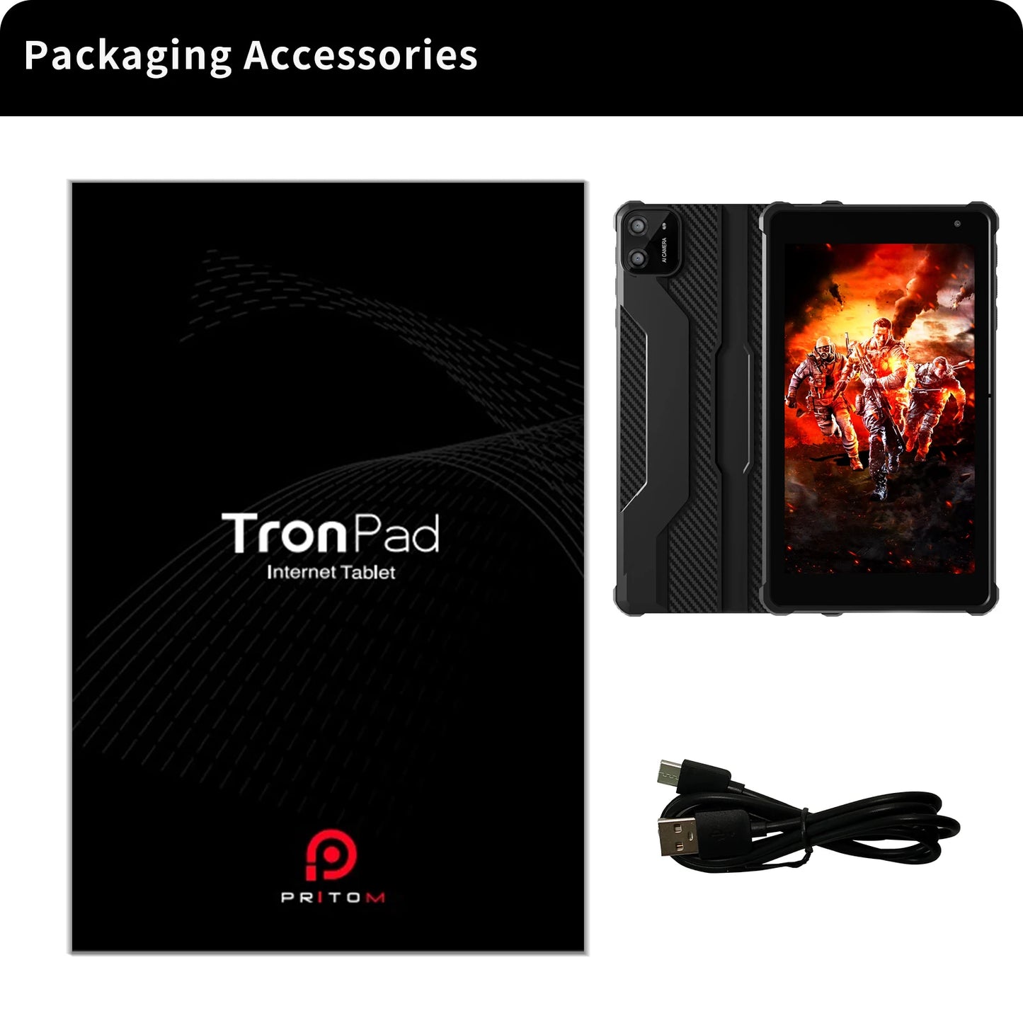 PRITOM Tablet 7" Android 14 Tablets, 8GB RAM(3+5GB Expand) 64GB ROM, A523 Octa-Core Processor, 5G WiFi+WiFi6, Dual Camera,Black