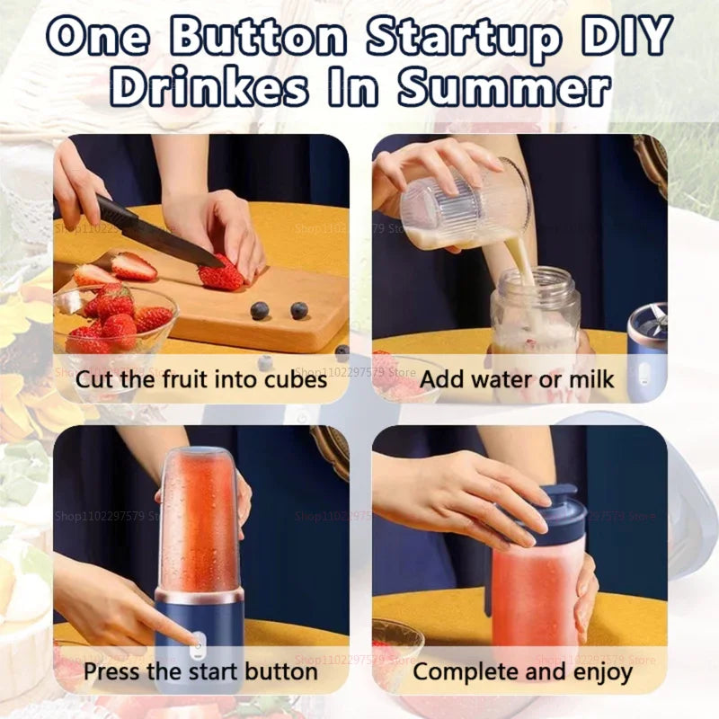 Compact Handheld Blender with 1000ml BPA-Free Cup, USB Rechargeable