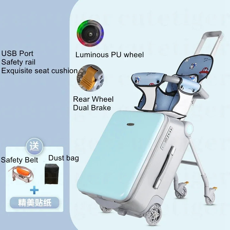 Can boarding suitcase Can sit and ride children's trolley bags lazy slip walker children's travel
