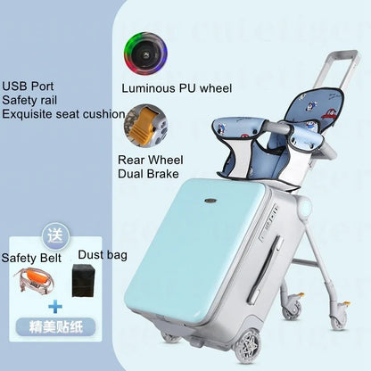 Can boarding suitcase Can sit and ride children's trolley bags lazy slip walker children's travel