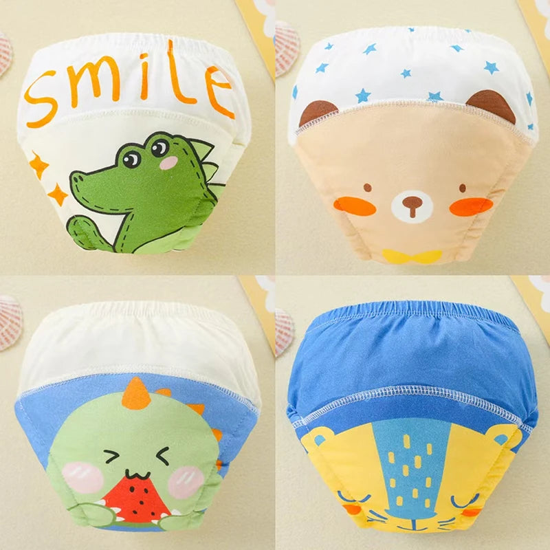 4PCS Baby Waterproof Diapers Pee Shorts Underwears Reusable Soft Ecological Cotton Toddler Potty Training Pants For Boys Girls