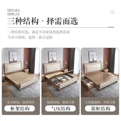 Simple modern American light luxury double master bedroom bed gold soft bed