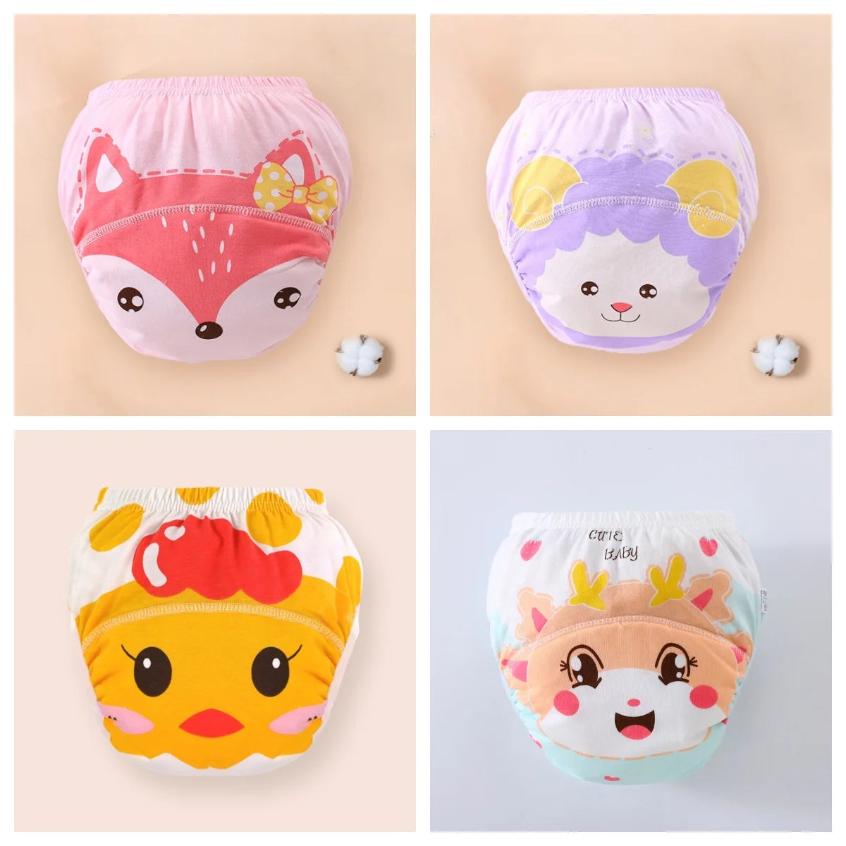 4PCS Baby Waterproof Diapers Pee Shorts Underwears Reusable Soft Ecological Cotton Toddler Potty Training Pants For Boys Girls