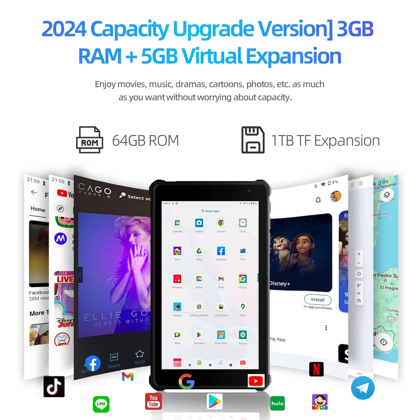 PRITOM Tablet 7" Android 14 Tablets, 8GB RAM(3+5GB Expand) 64GB ROM, A523 Octa-Core Processor, 5G WiFi+WiFi6, Dual Camera,Black