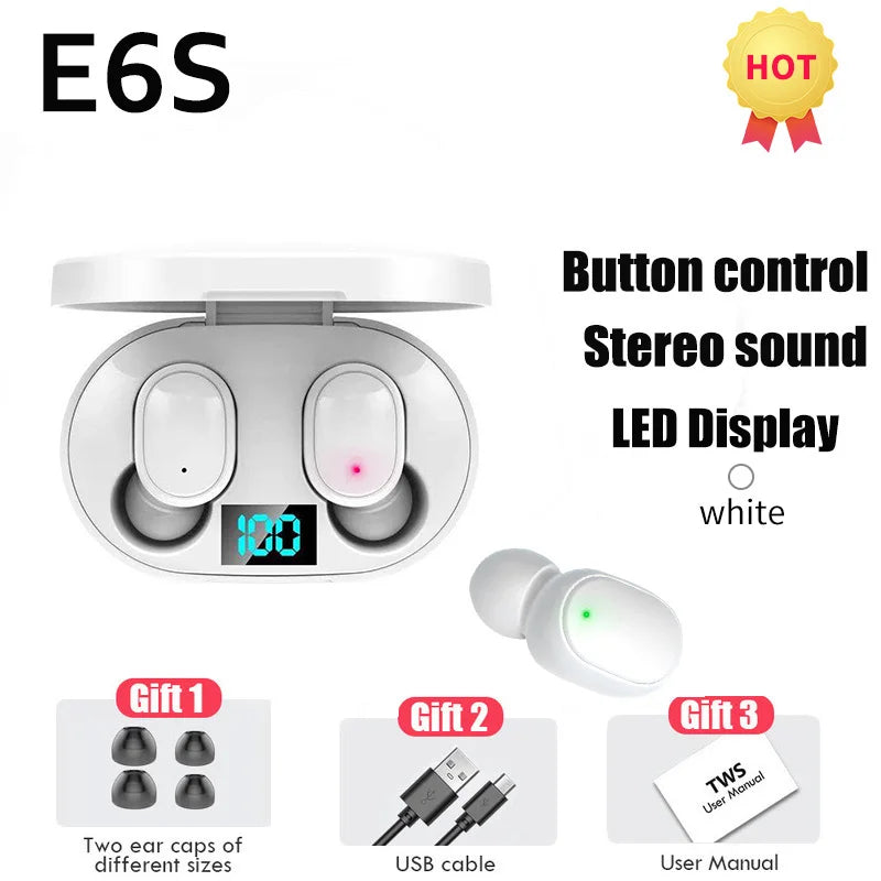 E6S Noise Cancelling Earbuds | Bluetooth 5.1, Secure Fit for Sports, with Microphone