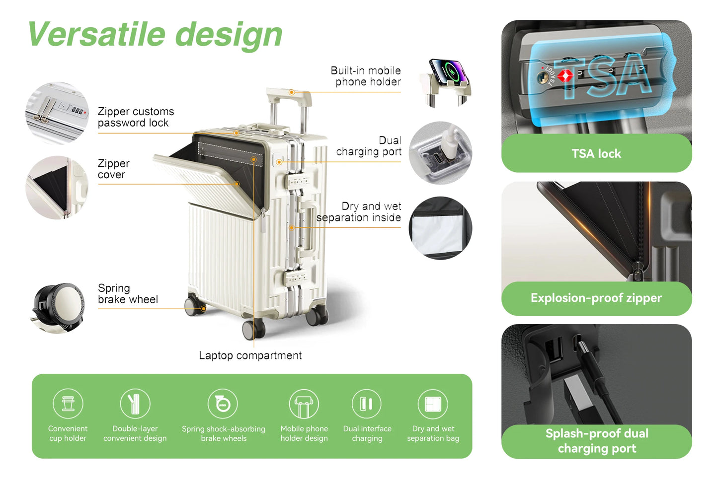 AIWEIN Aluminium Frame Suitcase PC Hard Shell