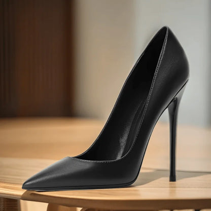 thin heels matte brown leather