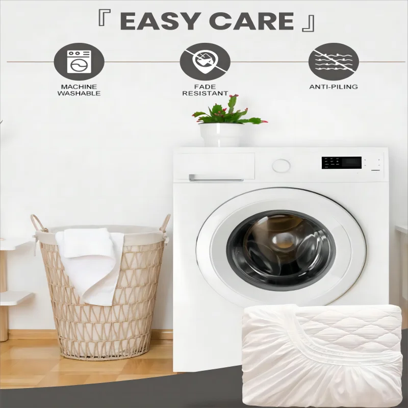 1PC Thicken Solid Color Checked Mattress Cover,Cotton-padded Breathable,Dust Proof,All SeasonsSuitable For The Bedroom,