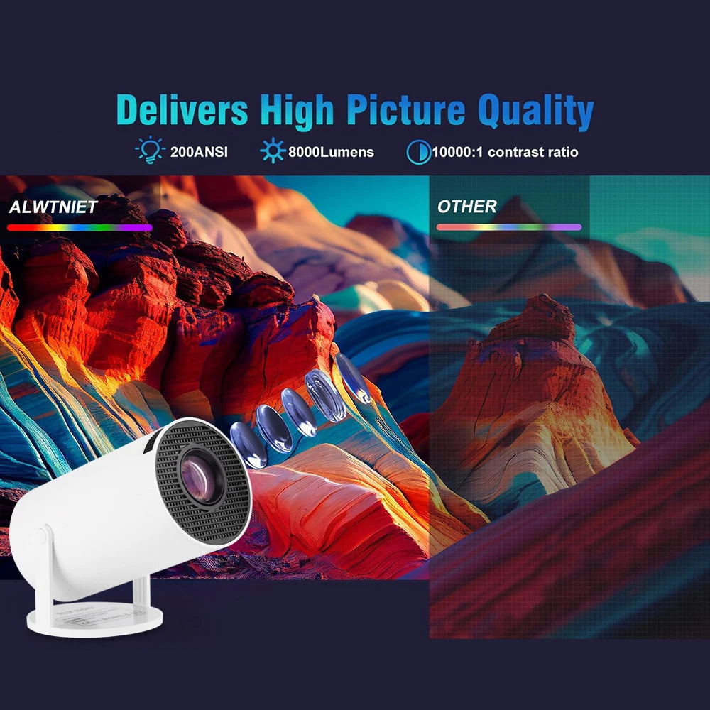GerTong Go-Anywhere Movie Projector: 1080P & 200 ANSI Brightness