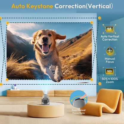 XGODY Smart Mini Projector with Android OS | Native 720P HD with 4K Input Support