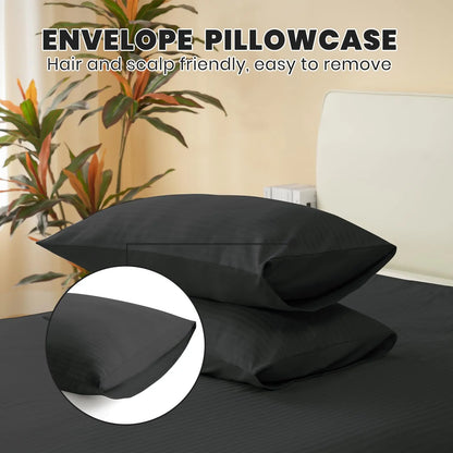 Good Nite King Duvet Cover Set - 200TC Stripe Pattern, Zipper Closure & Corner Ties