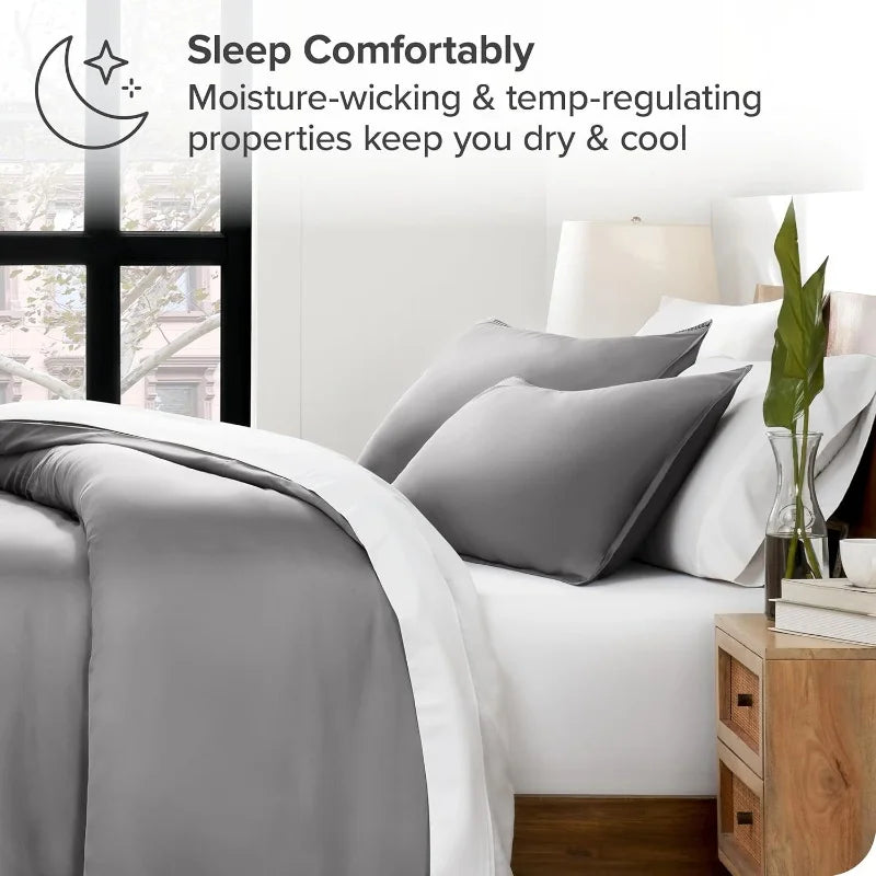 Lyocell Bamboo Bedding Set: Single Duvet Cover & Pillowcases