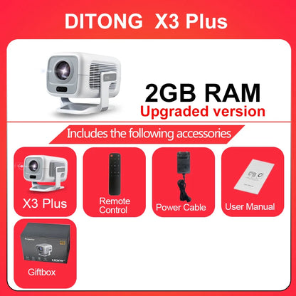 DITONG X3Plus HD projector Native 1080P support 4K WIFI6 BT5.4