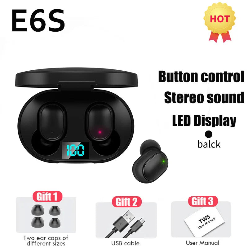 E6S Noise Cancelling Earbuds | Bluetooth 5.1, Secure Fit for Sports, with Microphone