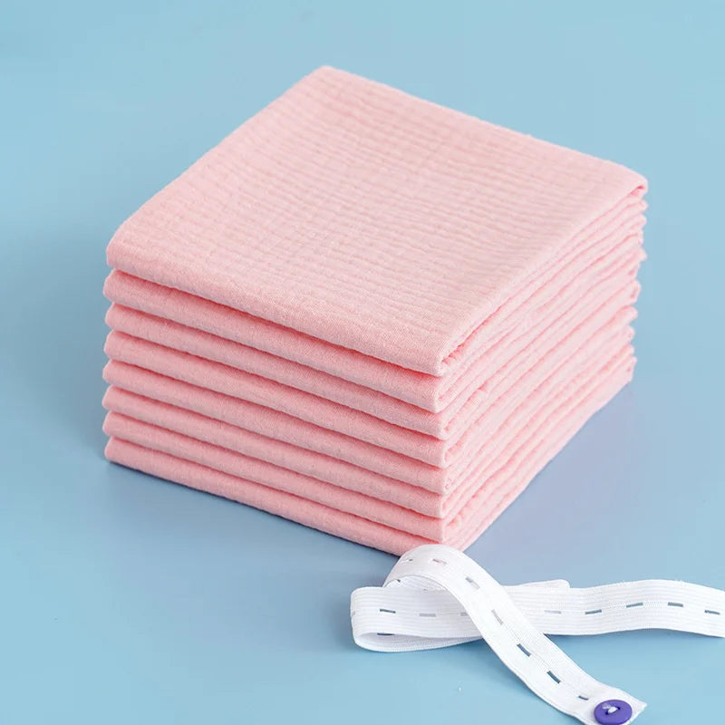 10pcs Reusable Baby Diaper Ecological Cotton Soft Gauze Diapers For Babies Double Layers Newborn Changing Nappies