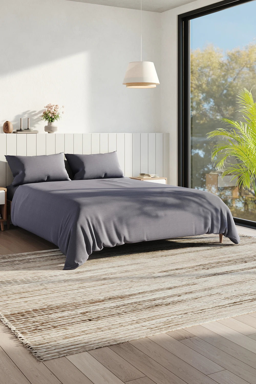 Lifeideas Linen-Style Sheet Set - 4-Piece, Silver-Grey, Easy-Care Polyester Blend