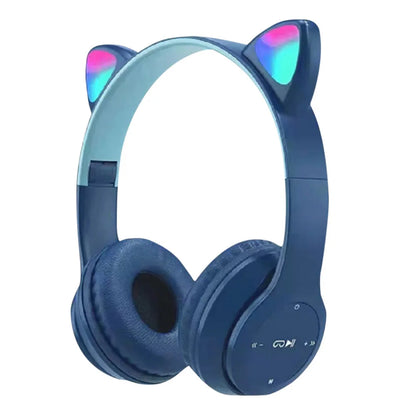 Cat Ear Headphones with LED Glow Lights | Wireless Bluetooth Over-Ear Headset
