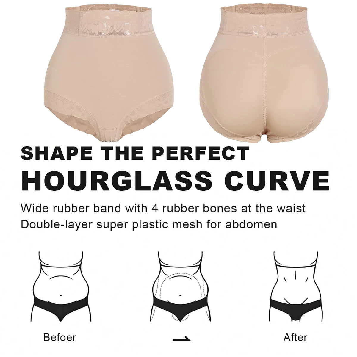 High-Waist Shaping  Tummy Butt Lift Control Shorts