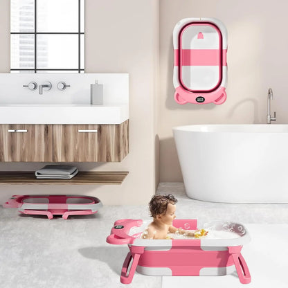 Portable Collapsible Baby Bathtub with Thermometer