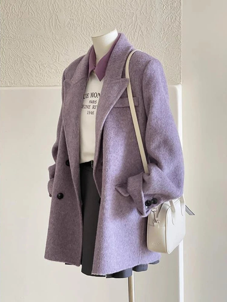 New Elegant Long Sleeves Short Woollen Jacket