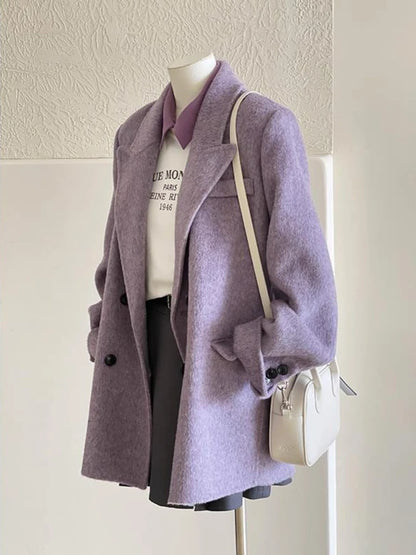 New Elegant Long Sleeves Short Woollen Jacket