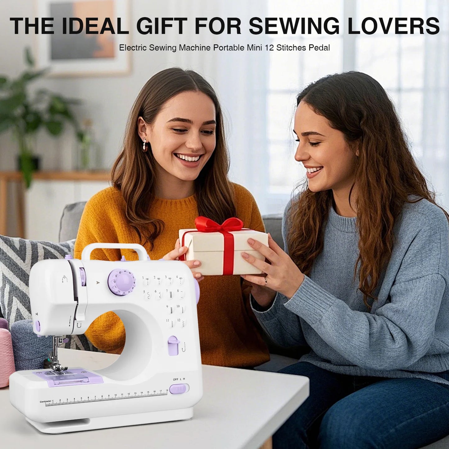 APWIKOGER 505A Portable Sewing Machine for Beginners | 12 Stitch Patterns with Foot Pedal
