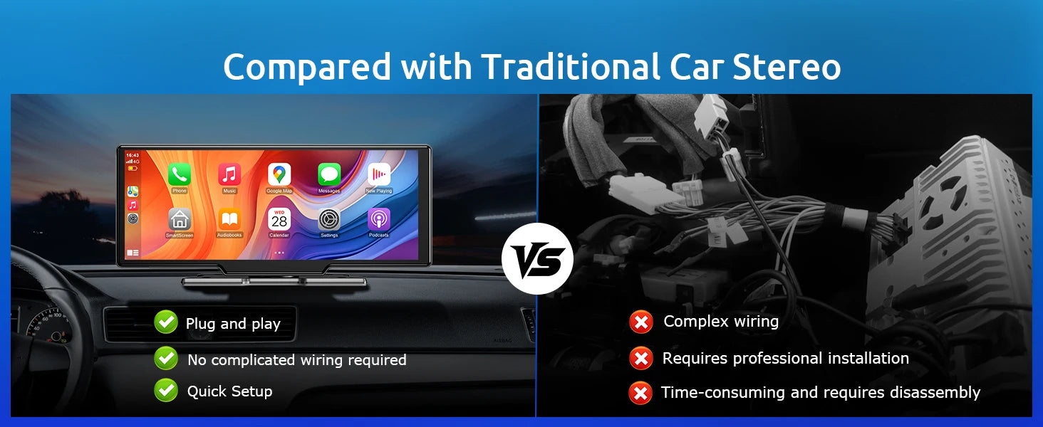 10.26" 4K Touchscreen Car Stereo | Wireless Apple CarPlay & Android Auto | 64GB Storage | GPS Navigation | Bluetooth | Backup Camera Input