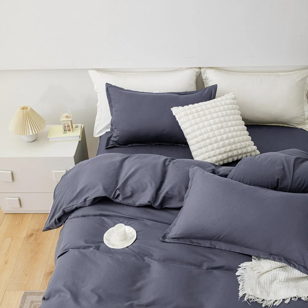 Lifeideas Linen-Style Sheet Set - 4-Piece, Silver-Grey, Easy-Care Polyester Blend