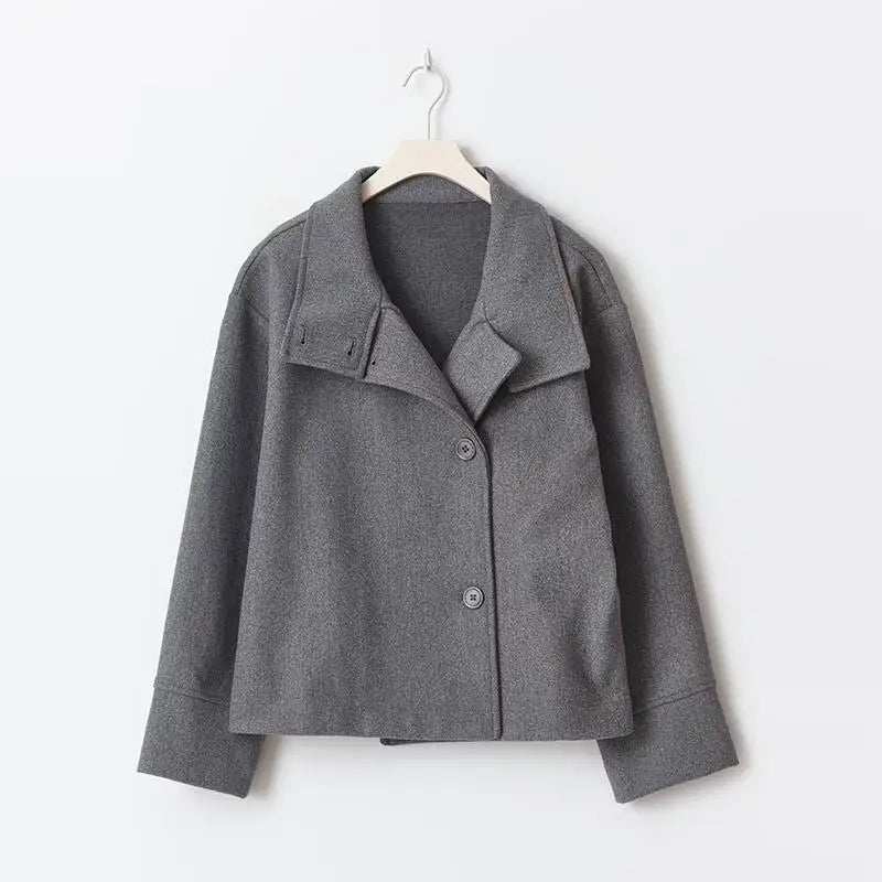 Women's Stand Collar Wool-Blend Coat