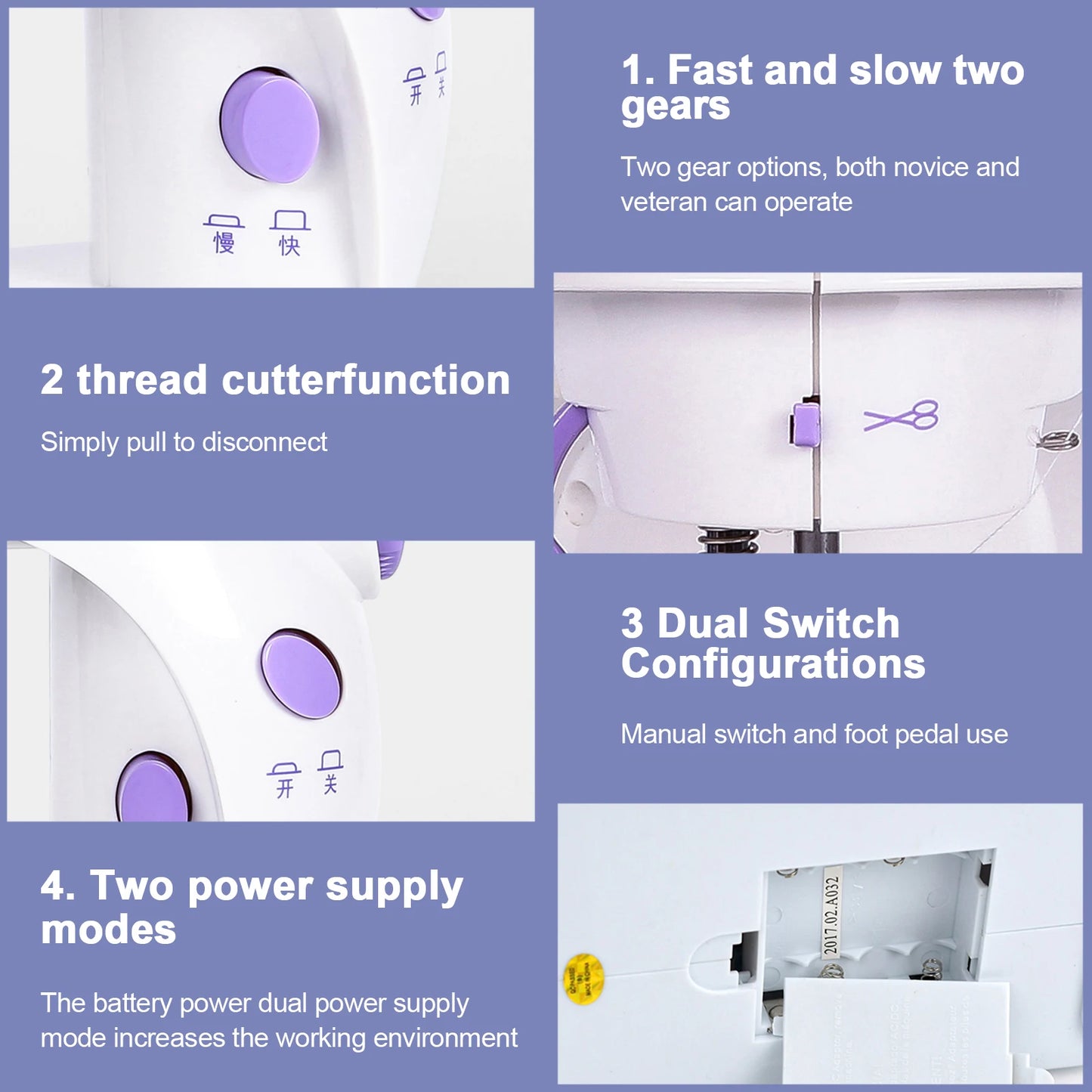 Beginner's Sewing Machine | 2-Speed, Double Thread, with Foot Pedal