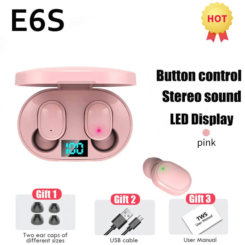 E6S Noise Cancelling Earbuds | Bluetooth 5.1, Secure Fit for Sports, with Microphone