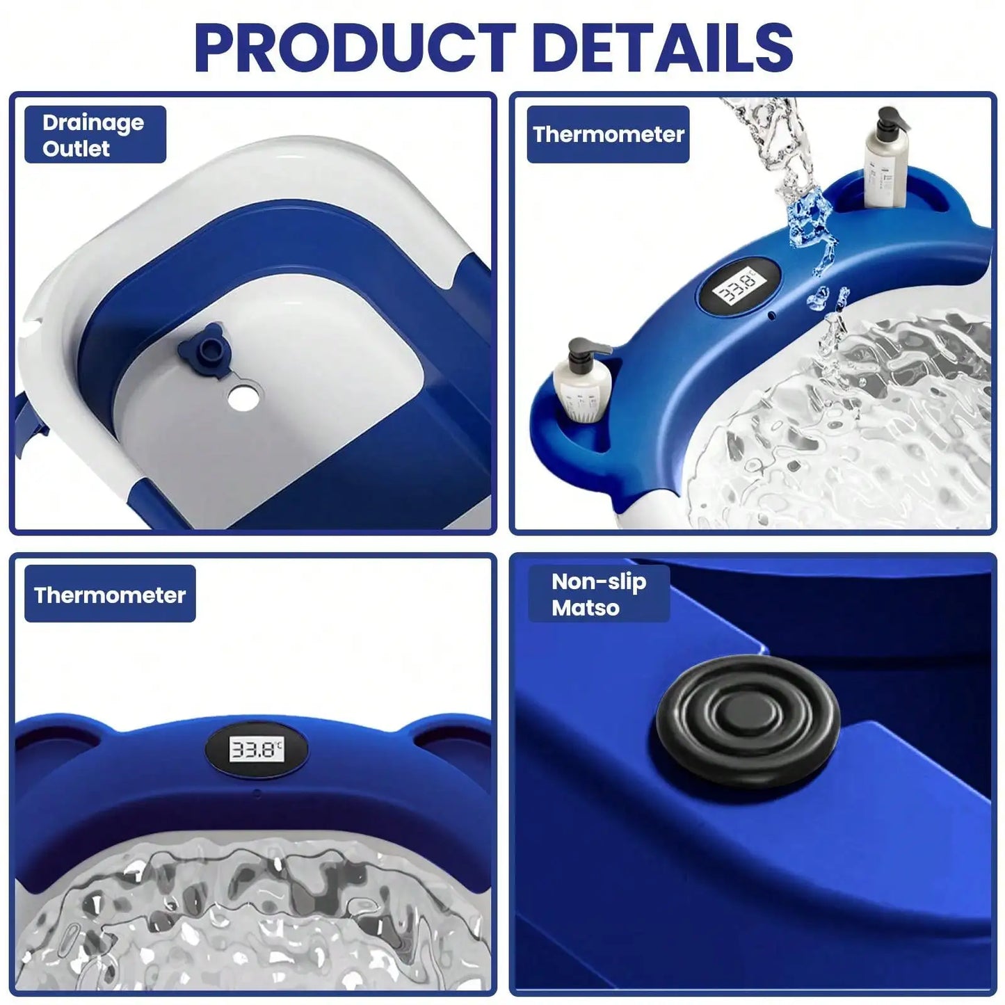 Portable Collapsible Baby Bathtub with Thermometer