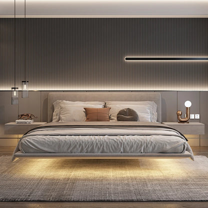 king size bedroom Suspended bed headboard twin wooden Technology cloth twin Double bed frames lamp cama matrimonial furniture