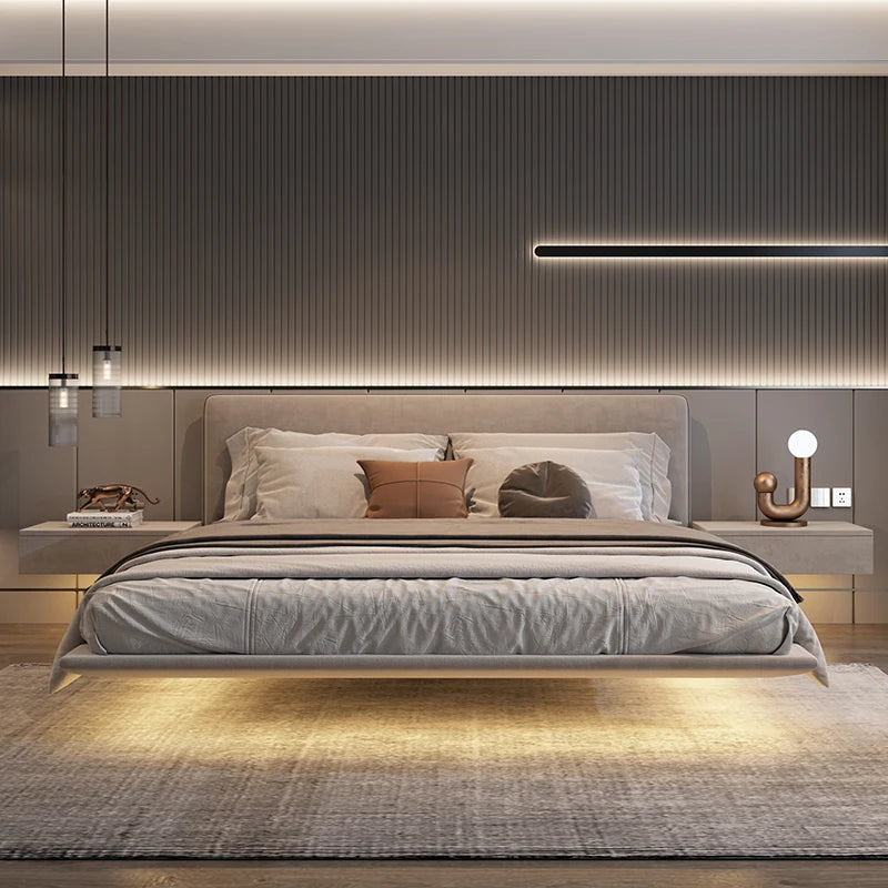 king size suspended bed with headboard