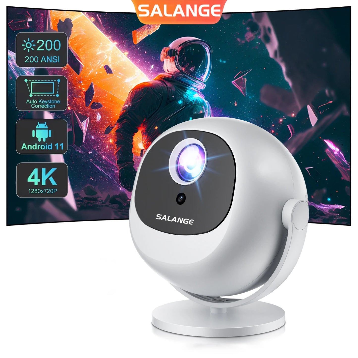 Salange 4K UHD Projector Android 11 with    WIf1 6 and Bluetooth