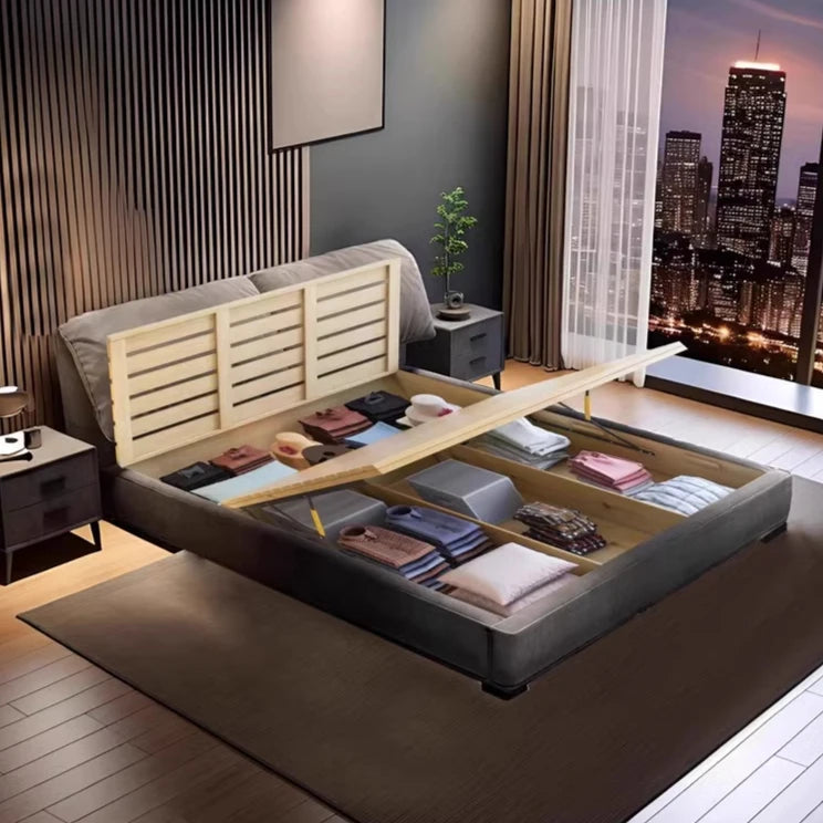 European Double Bed Minimalist Storage Aesthetic Sleeping Bed Multifunctional Nightstands Letto Matrimoniale Home Decoration