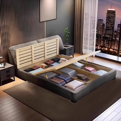 Minimalist European Double Bed Frame with Integrated Storage