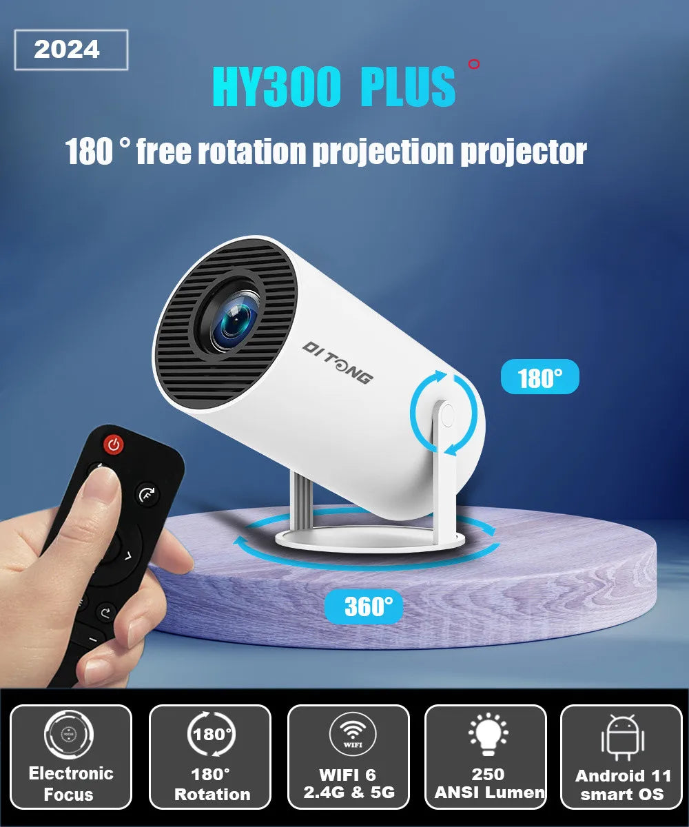 DITONG HY300 Plus Projector Android 4K 1280*720P Dual Wifi
