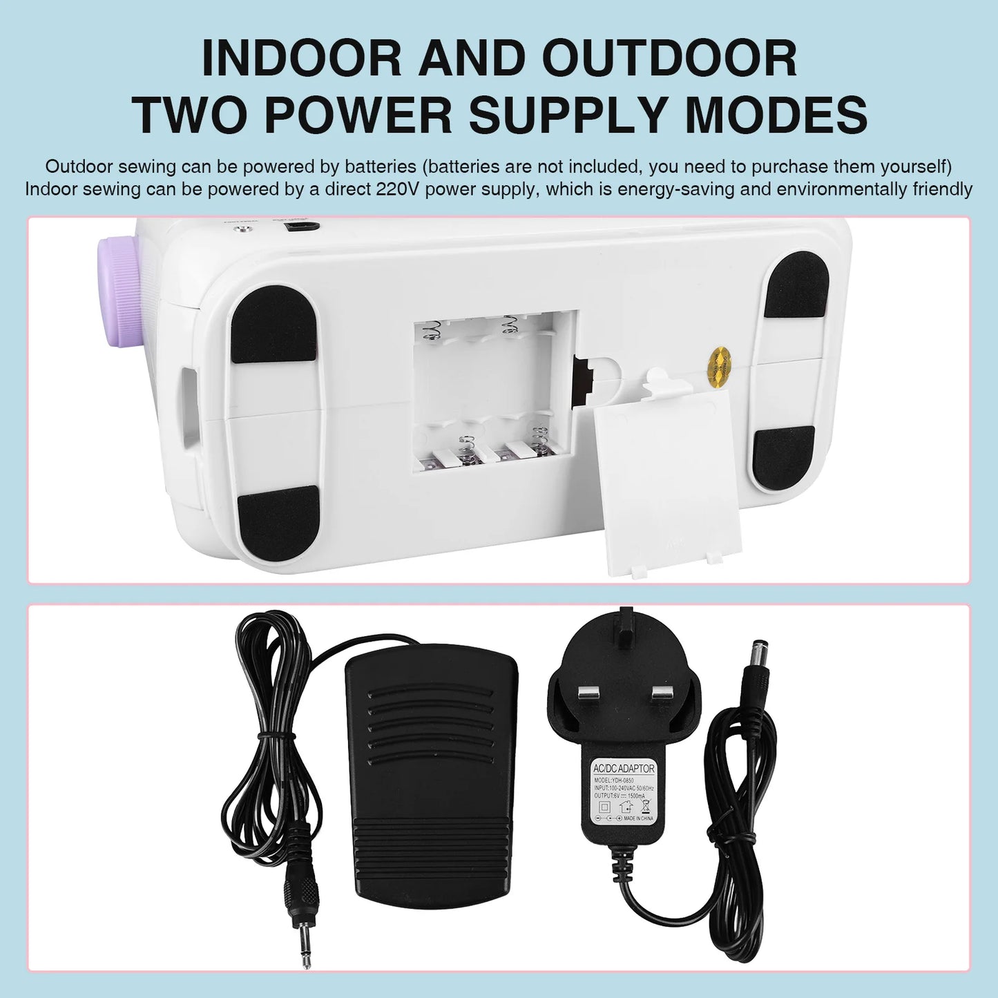 NENG 505A Portable Sewing Machine with 12 Stitches | Electric &amp; Battery Powered