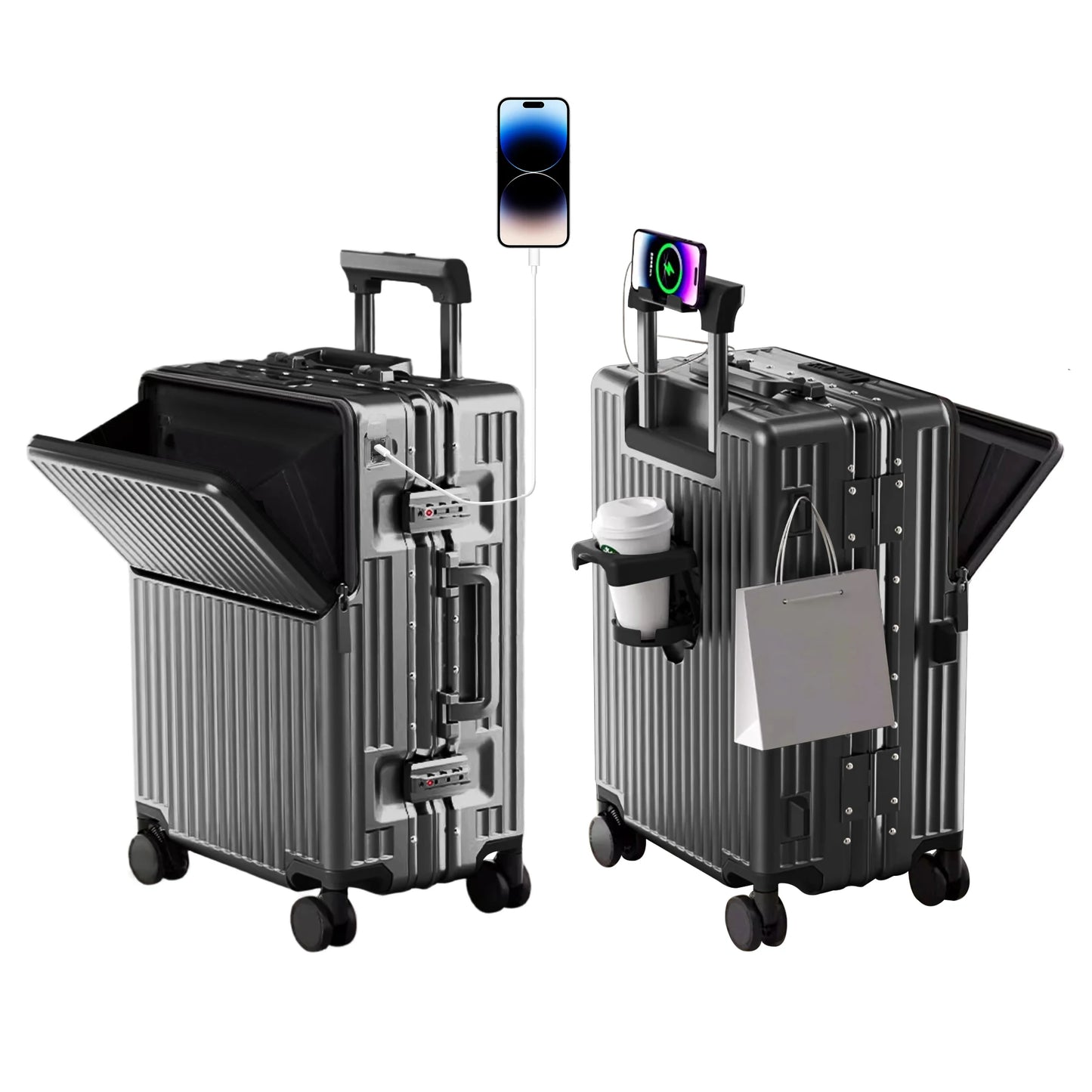 AIWEIN Aluminium Frame Suitcase PC Hard Shell