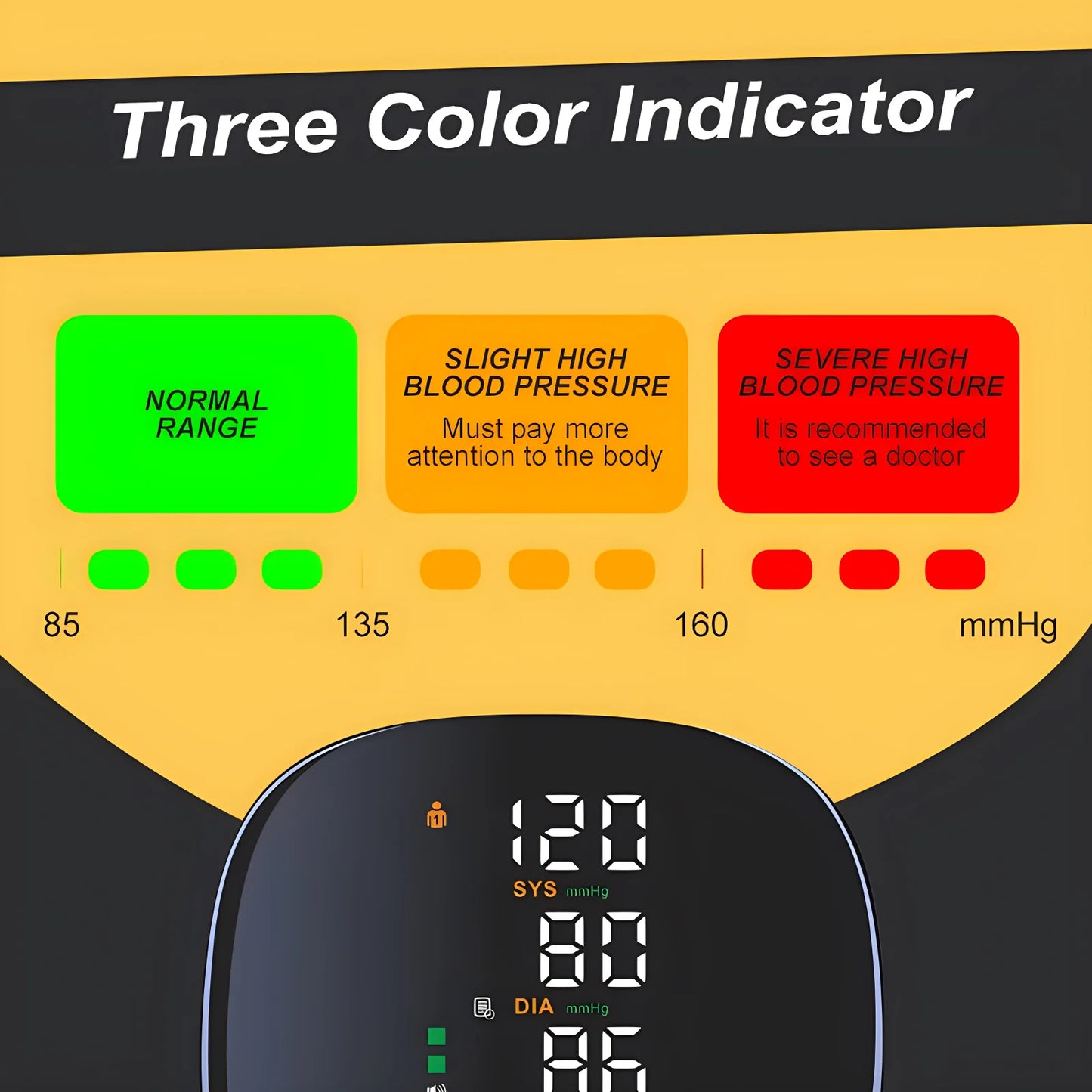 English Voice Activated Portable LED Wrist Blood Pressure Monitor